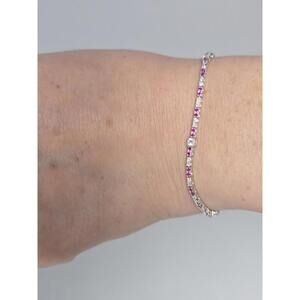 18k White Gold 2.47ctw Ruby & Diamond Tennis Bracelet 5g